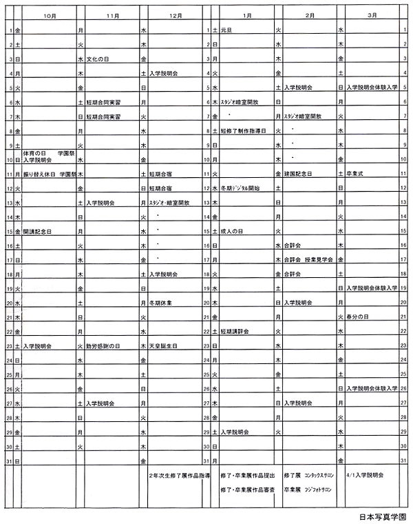 1999年度 年間計画表